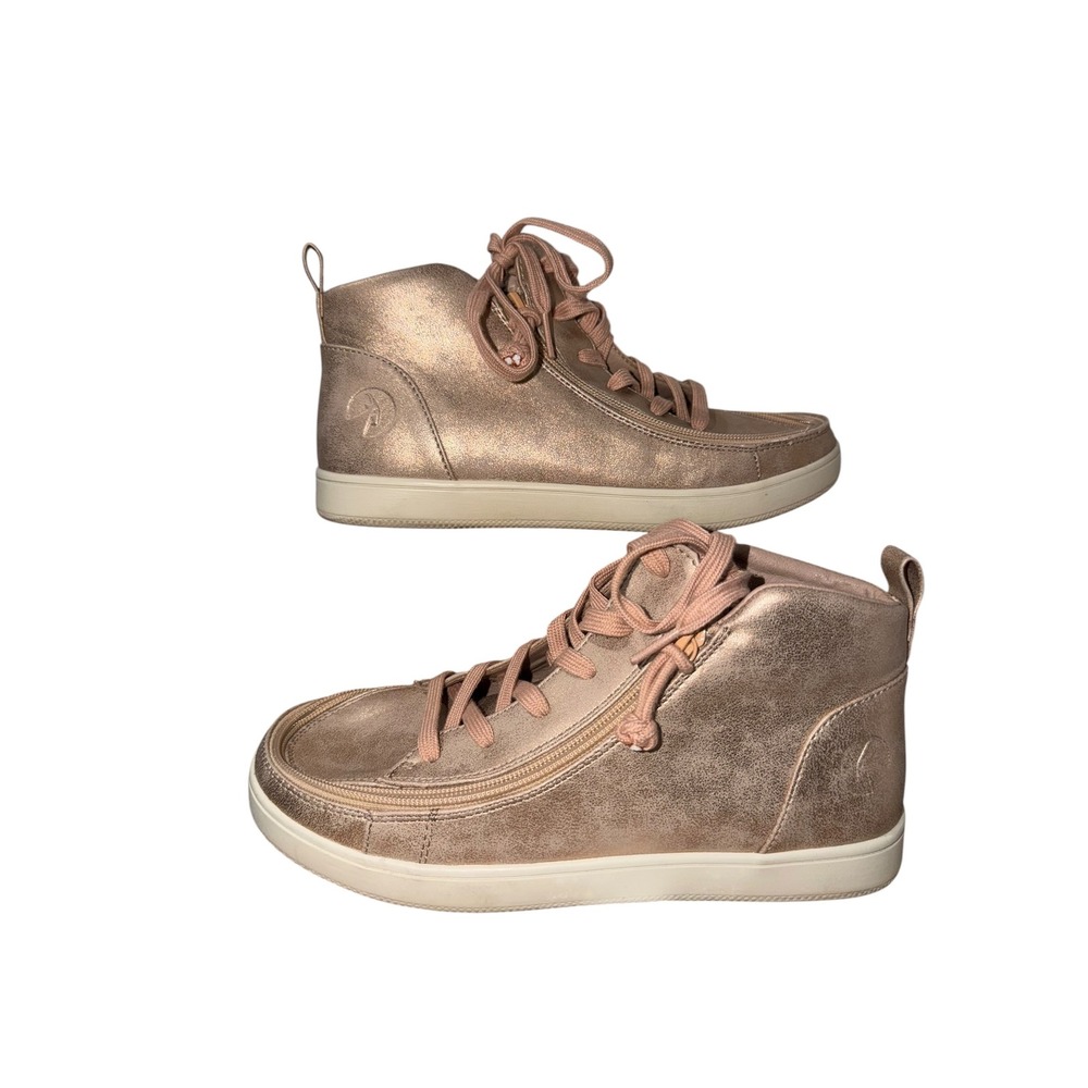 Billy Footwear Rose Gold Metallic Sneaker Lace Mid Top Wide Adaptive Shoes 8W